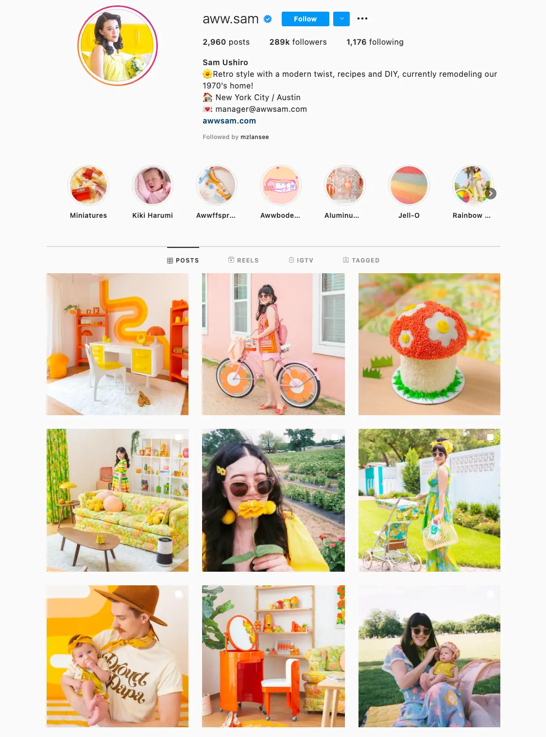 Esempio di tema Instagram dai colori vivaci