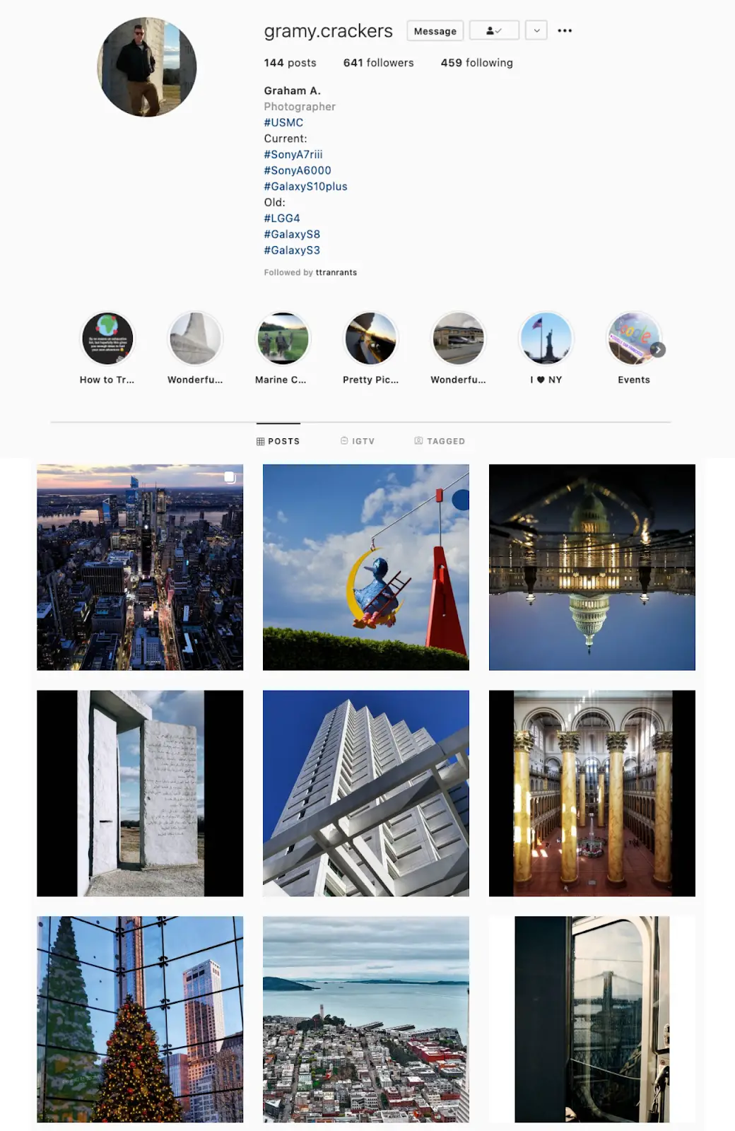 Esempio di tema Instagram di Unique Angles