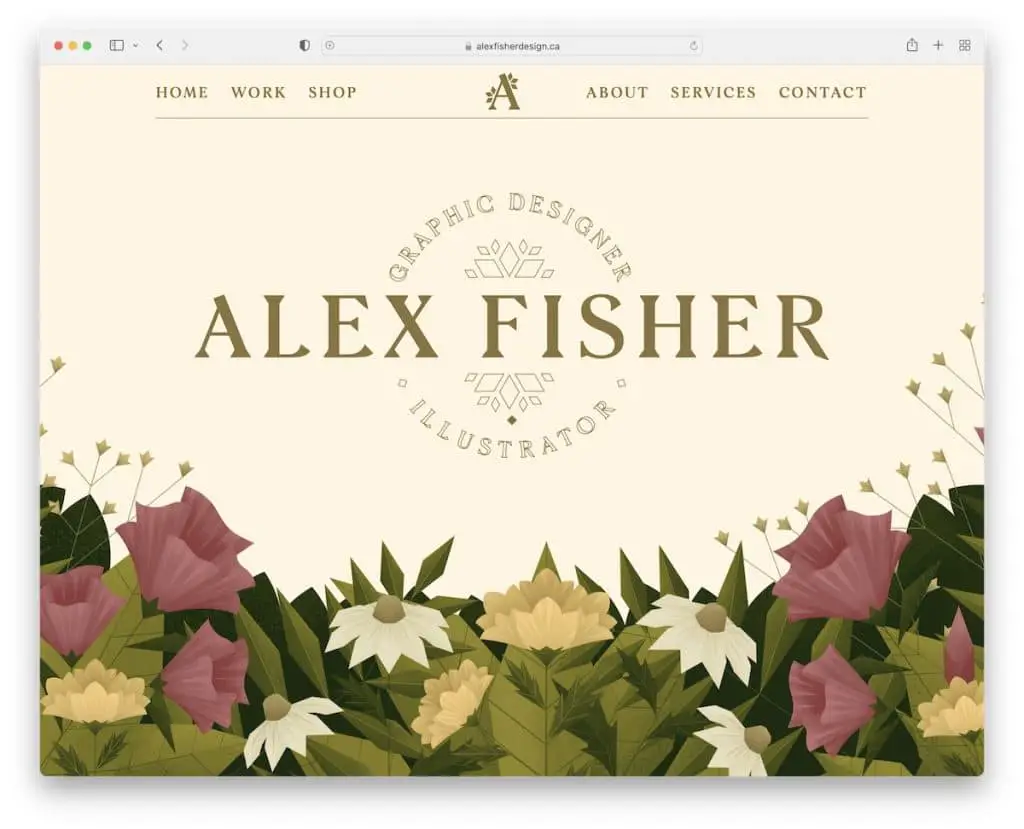 Sito web del portfolio di artisti di alex fisher