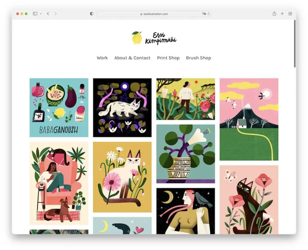 site de portfólio do artista essi kimpimaki