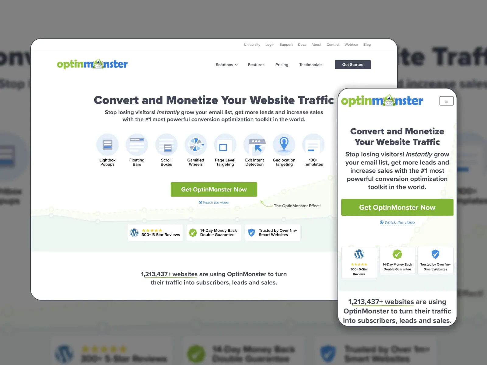 المكون الإضافي OptinMonster لتوليد حركة المرور في مدونة WordPress.