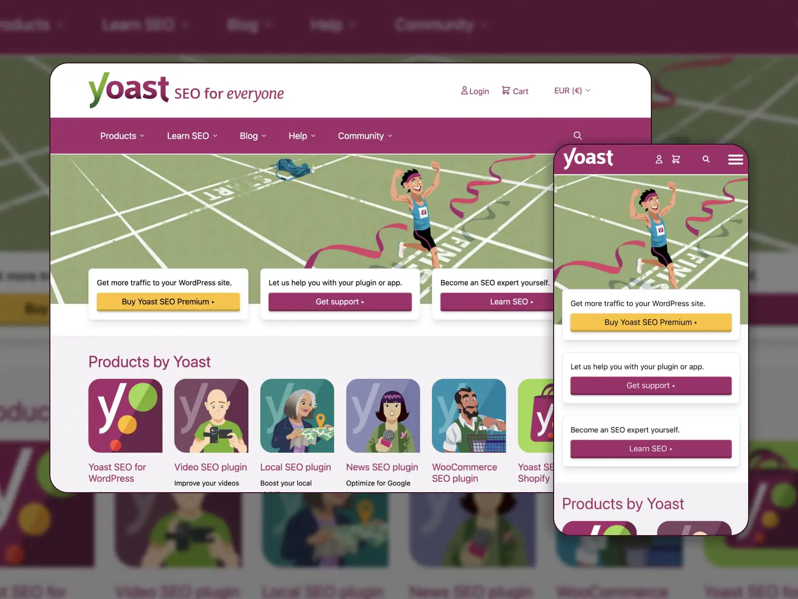 ملصقة Yoast SEO ، مصممة بألوان خضراء وبنفسجية.