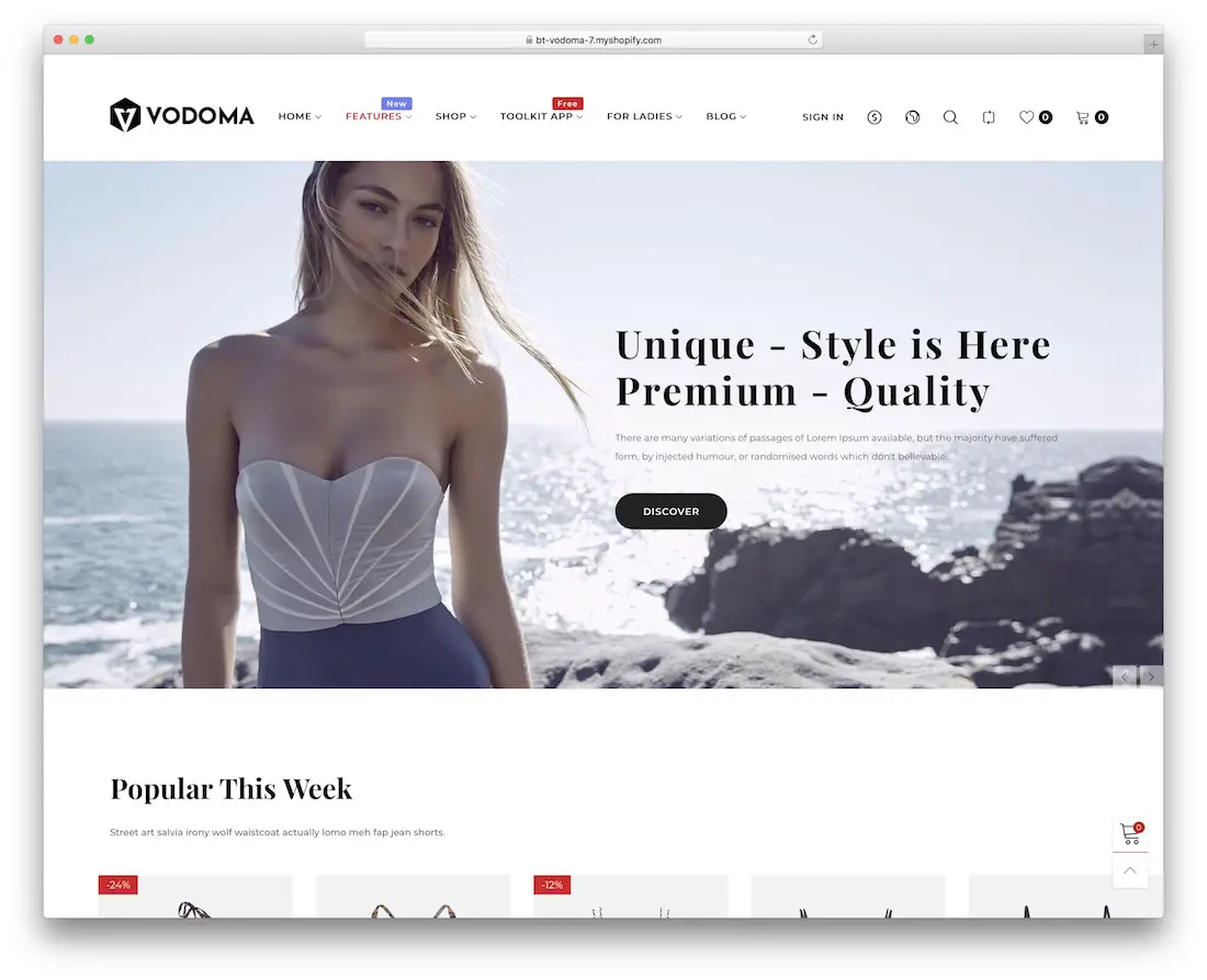 Vodoma einfaches Shopify-Theme