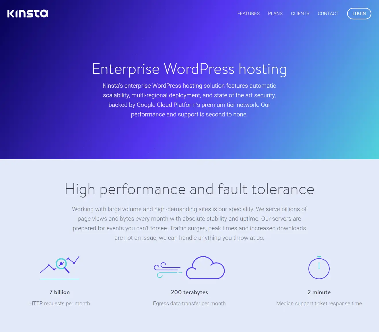 Kinsta landing page