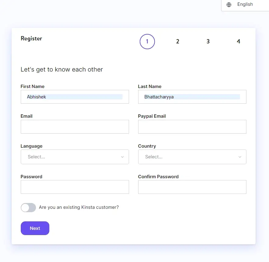 Kinsta affiliate program registration