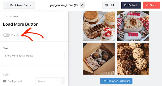 How to remove the Load More button from a social media photo feed in WordPress