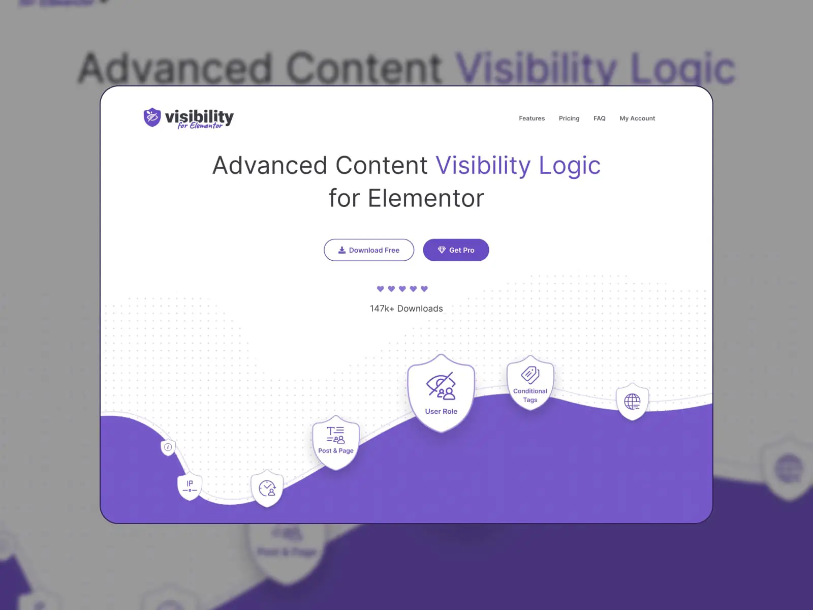 الصفحة الأولى من المنطق الإضافي المتميز Visibility Logic لـ Elementor.