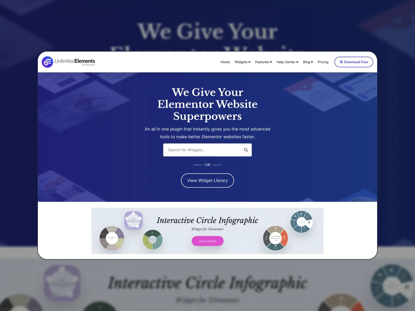 หน้า Landing Page ของ Unlimited Elements PRO