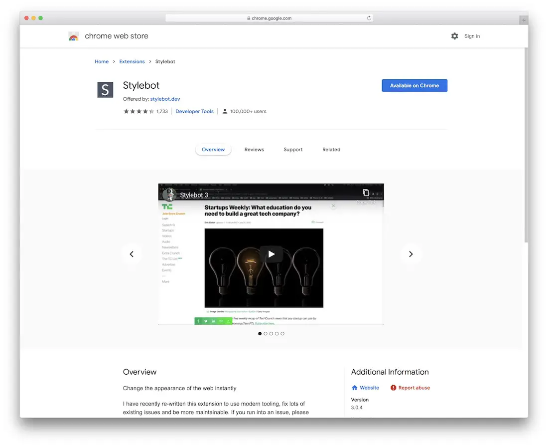 Stylebot Chrome-Erweiterung