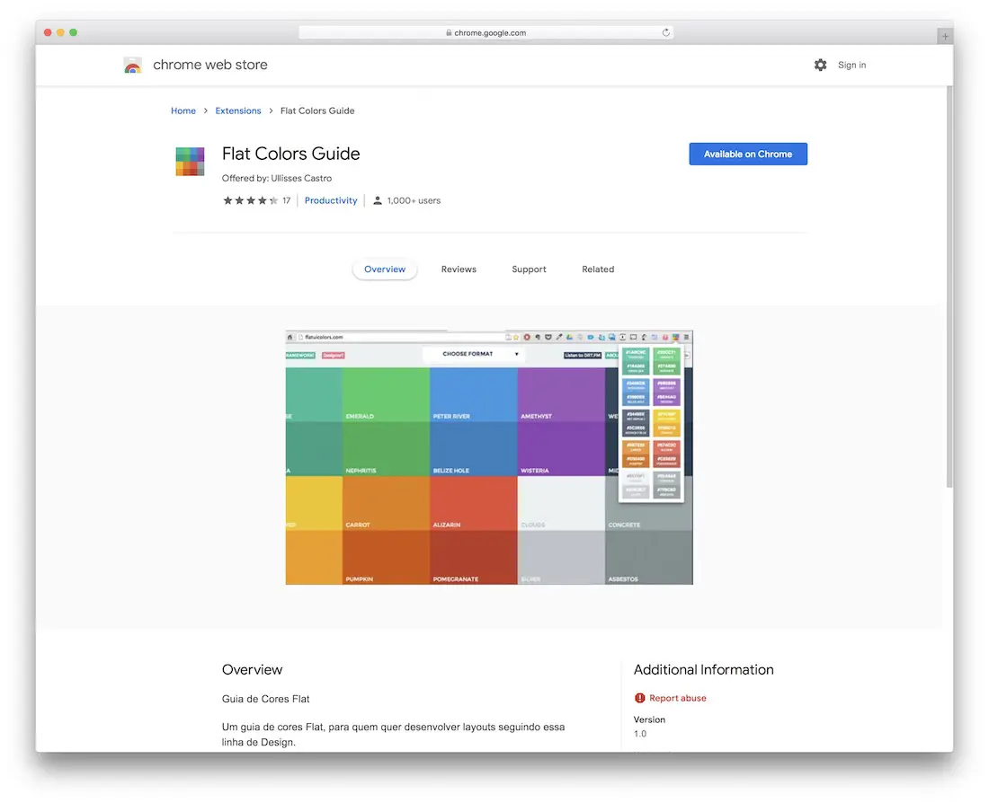 extensão de cromo de guia de cores planas