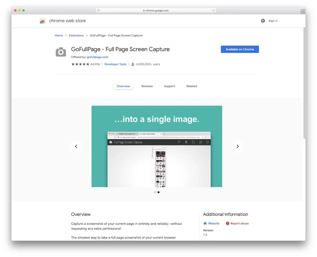 gofullpage extensão do chrome