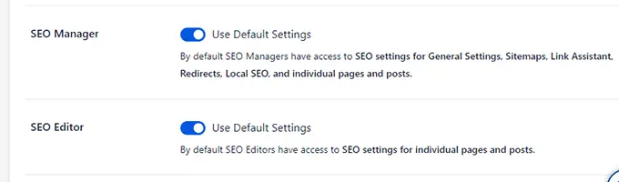 SEO user roles