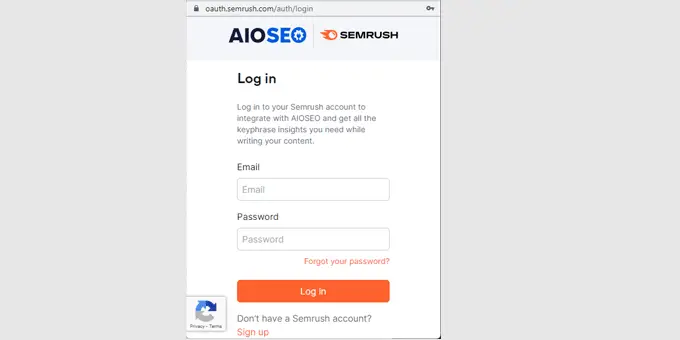 login to Semrush