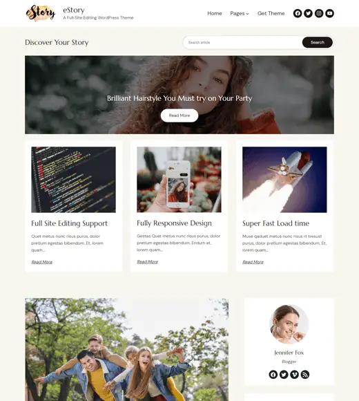 eStory 免费 WordPress 块主题