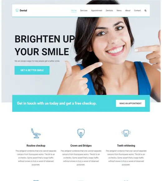 การสาธิตธีม WordPress ของ Zakra Dentist