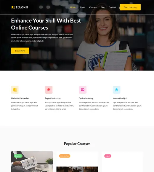 Zakra EduSkill 無料の WordPress テンプレート