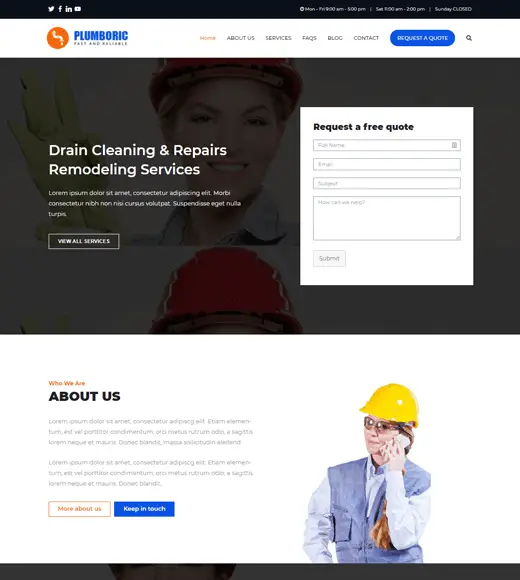 Zakra Plumber I migliori temi WordPress gratuiti