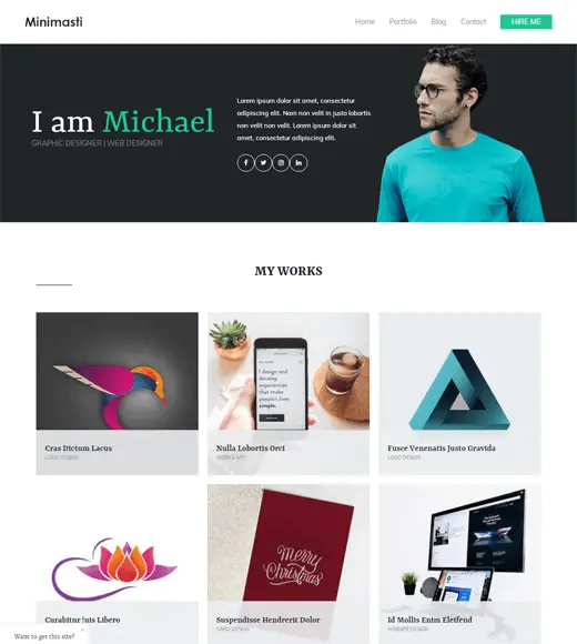 Zakra Minimal Portfolio 免費 WordPress 模板