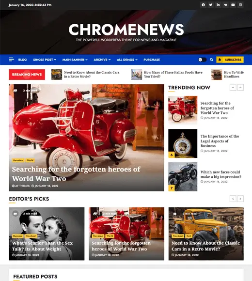 Demo del tema ChromeNews