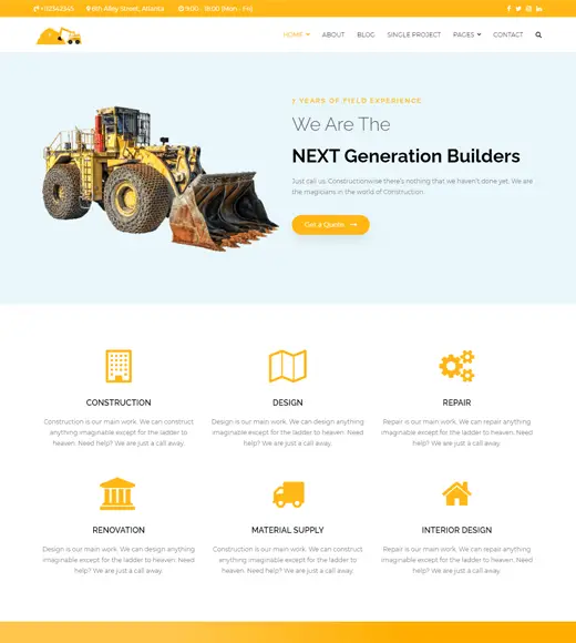 Zakra Construction Лучшие бесплатные темы WordPress