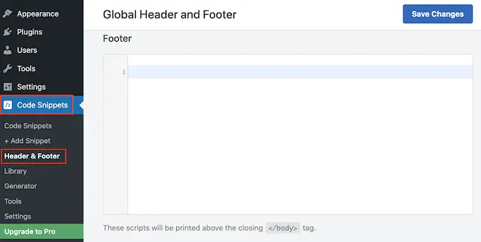 Adding code snippets to the WordPress footer