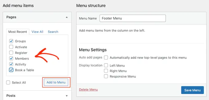 Adding a menu to the WordPress footer area