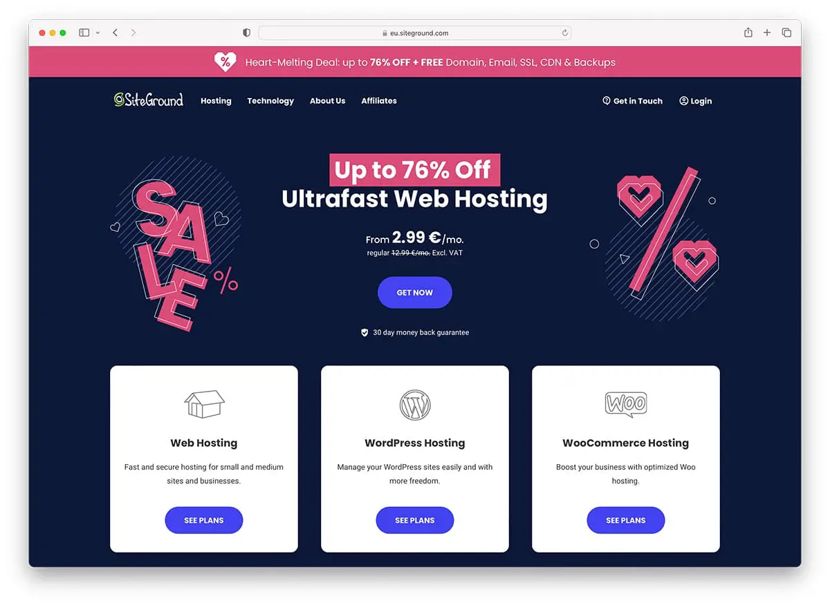 Siteground - Hosting WordPress per artisti