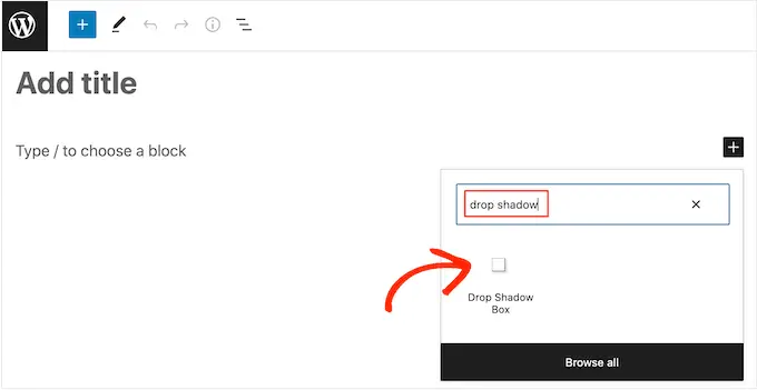 Adding a Drop Shadow Block in the WordPress page or post editor