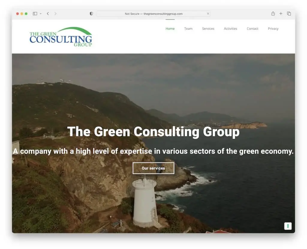 el sitio web del grupo de consultoría verde