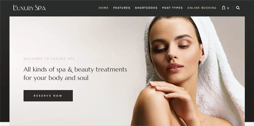 Modelos de beleza WordPress para site de spa de luxo