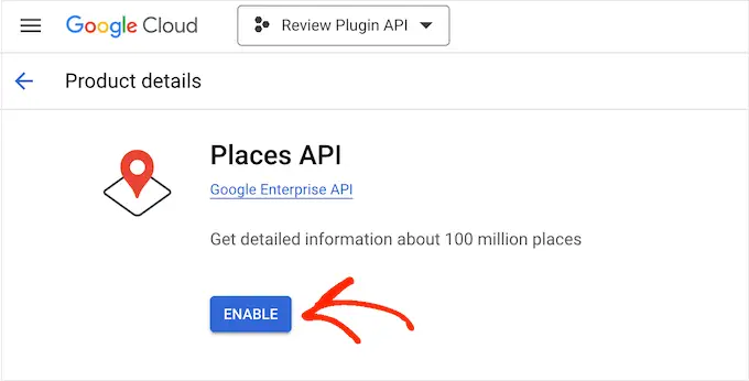 Activating the Google Places API