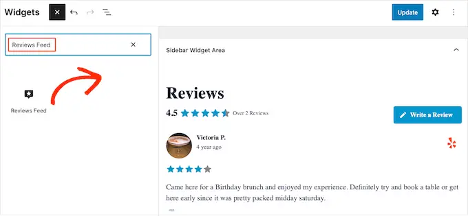 How to add reviews a widget-ready area