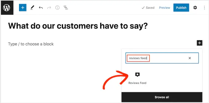Adding a Reviews Feed block to your WordPress website