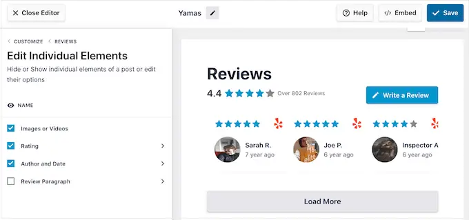 Customizing the content in a review feed