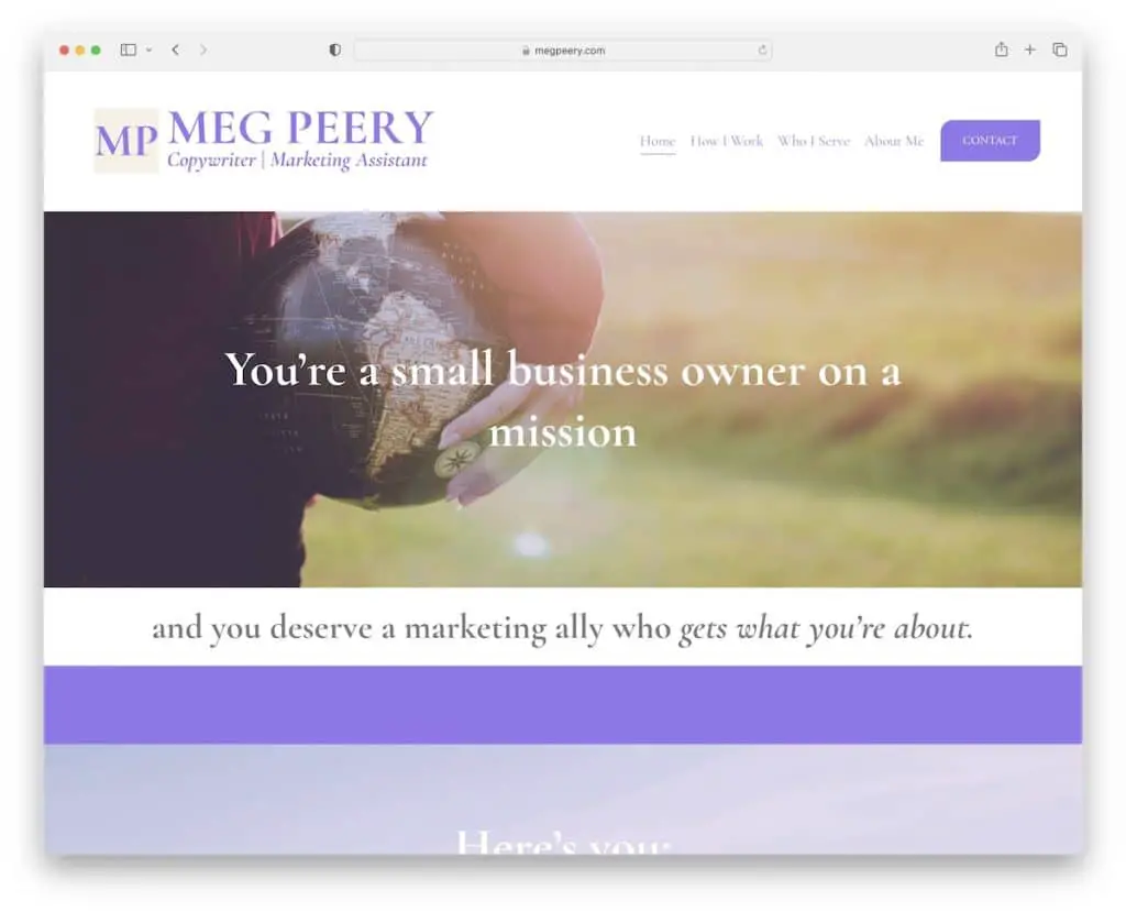 sito web di meg peery copywriter