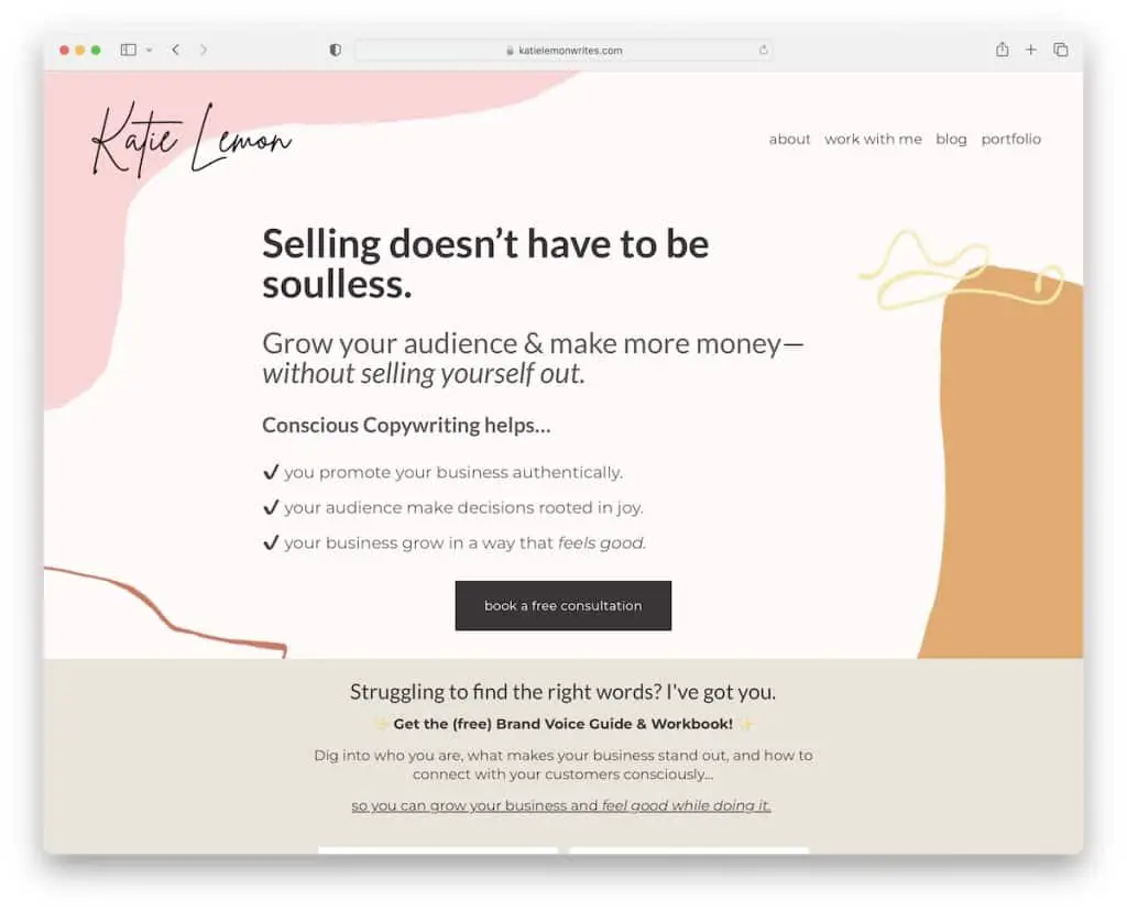 sitio web de katie lemon copywriter