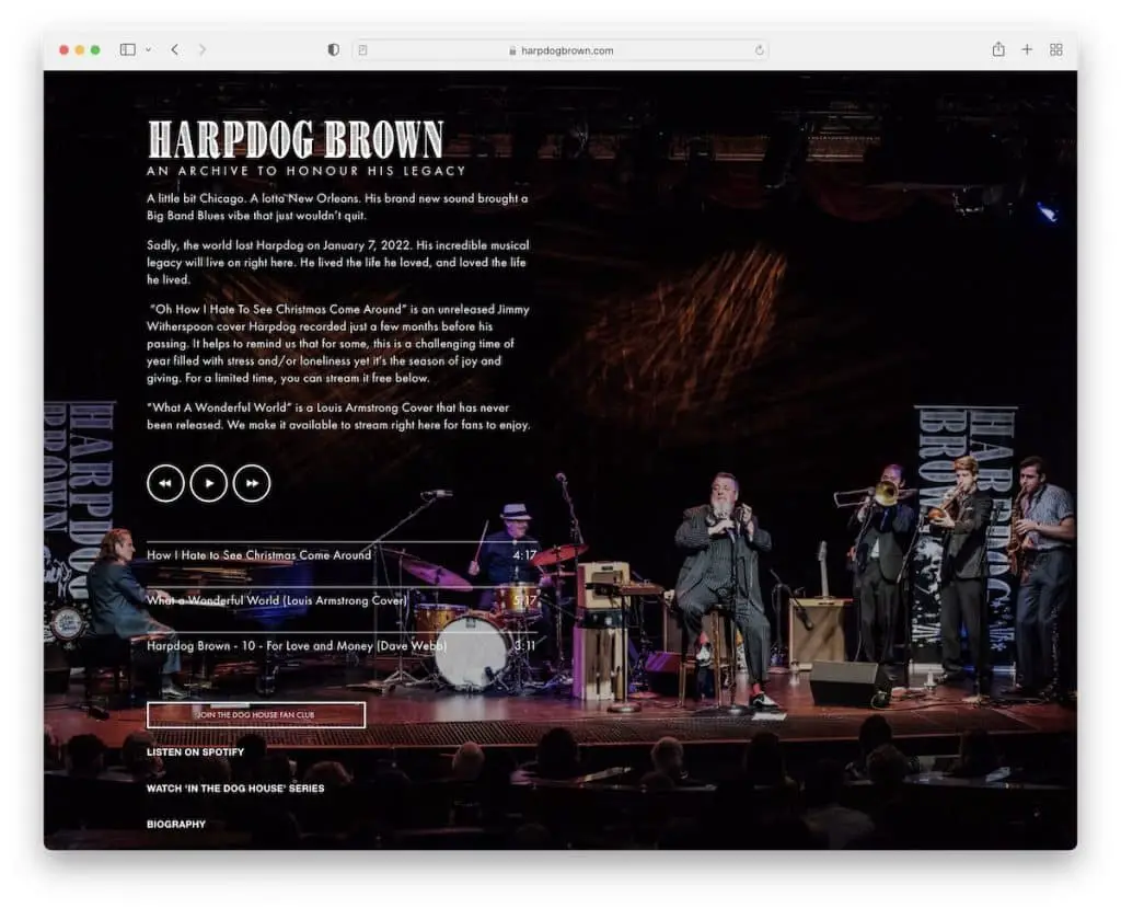 Site-ul web al muzicianului harpdog brown