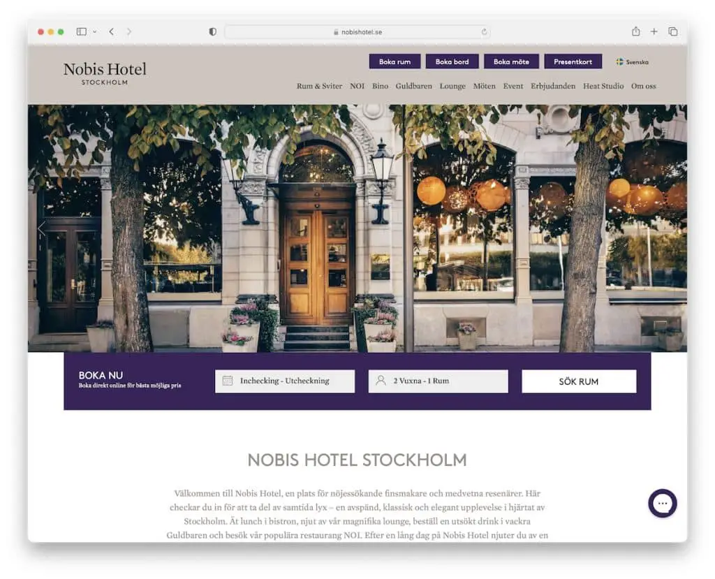 sito web dell'hotel nobis