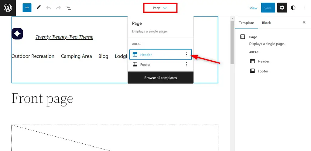 El bloque de navegación en WordPress.