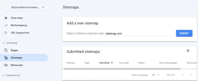 Submit sitemap to Google