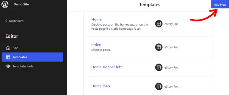 Klik Tambah Baru untuk Menambahkan Template