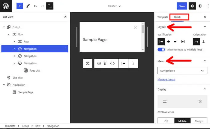 Configurações adicionais para navegação