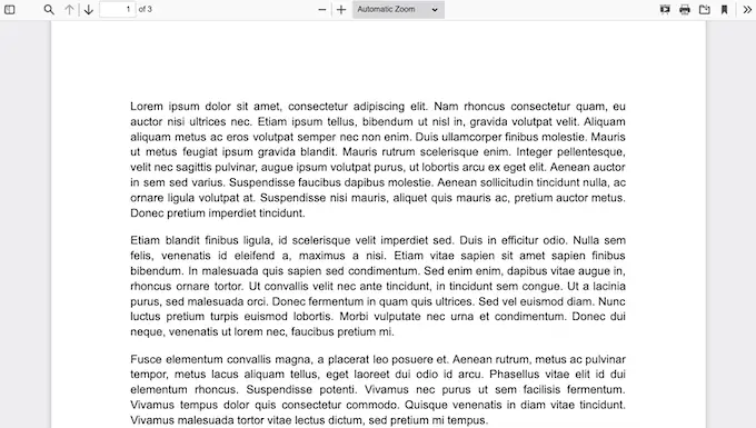 A PDF viewed in fullscreen mode