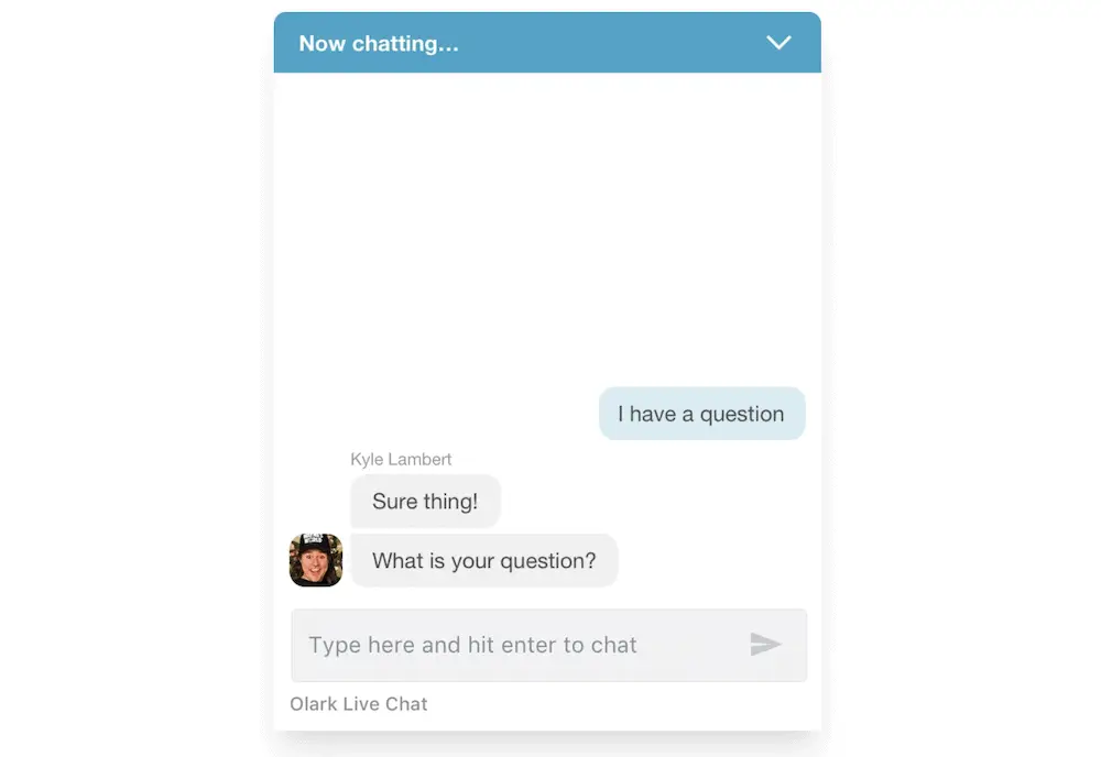 Olark チャット ウィンドウ。