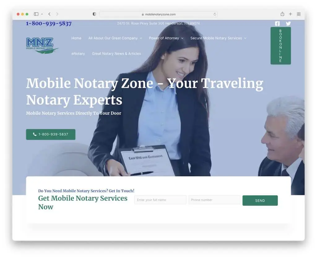 Website der mobilen Notarzone