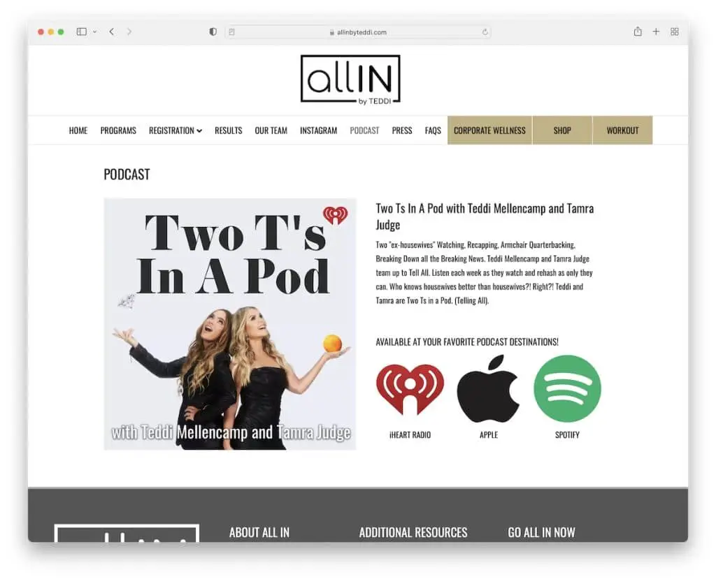 all in by teddi Podcast-Website