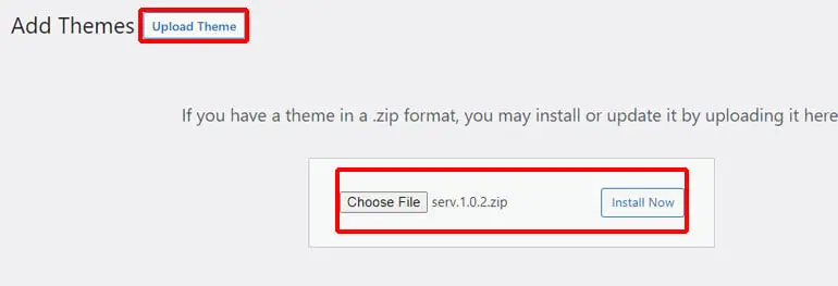 Unggah Serv WordPress Tema