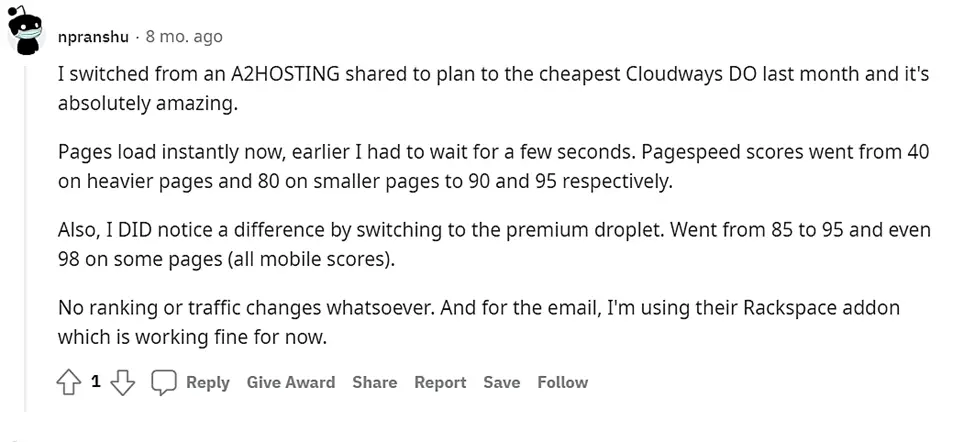 Opinione di Cloudways da Reddit