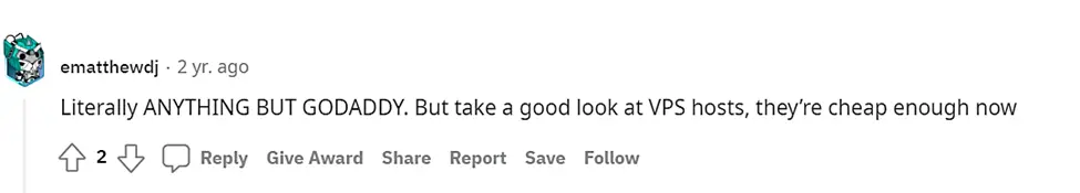 來自 Reddit 的 GoDaddy 意見