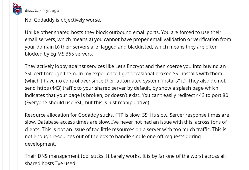 來自 Reddit 的 GoDaddy 意見